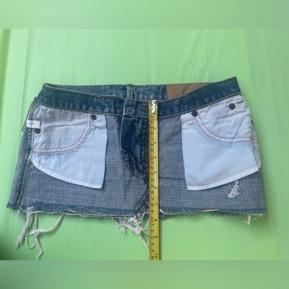 HOLLISTER LEGENDARY ULTRA MINI  DISTRESSED JEANS Denim Mini Skirt CALI SIZE 0 - Picture 14 of 14